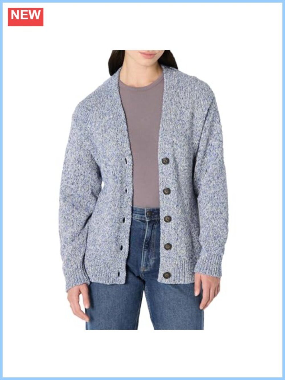Oversized Heavyweight Cotton Blend Button-Up Cardigan Deep V-Neck